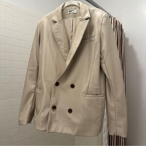 Faux leather blazer